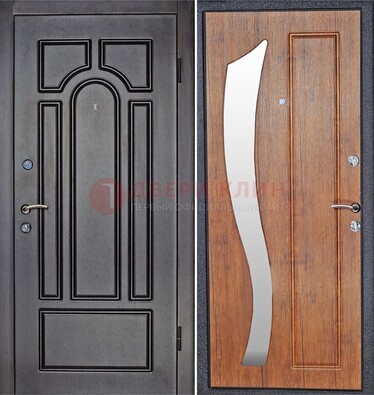 Темная железная дверь с зеркалом ДЗ-35 в Тольятти