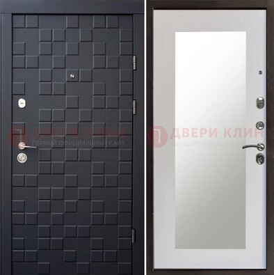 Черная стальная дверь МДФ и зеркалом ДЗ-50 в Белгороде