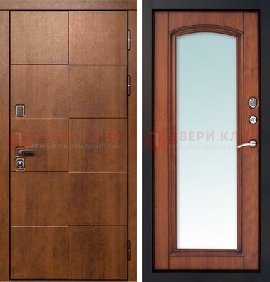 Белая филенчатая дверь с фрезерованной МДФ и зеркалом ДЗ-81 в Белгороде