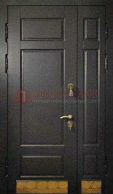 Черная полуторная железная дверь для частного дома ПЛ-2 в Белгороде