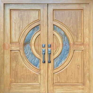 Двухстворчатая металлическая дверь с витражом ВЖ-11 в Белгороде